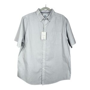 NEW Croft & Barrow Easy Care Cliff Gray Short Sleeve Button Down Shirt Size L